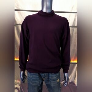 Vintage Badge Turtleneck Sweater Men’s Large Purple Retro Long Sleeve Knit